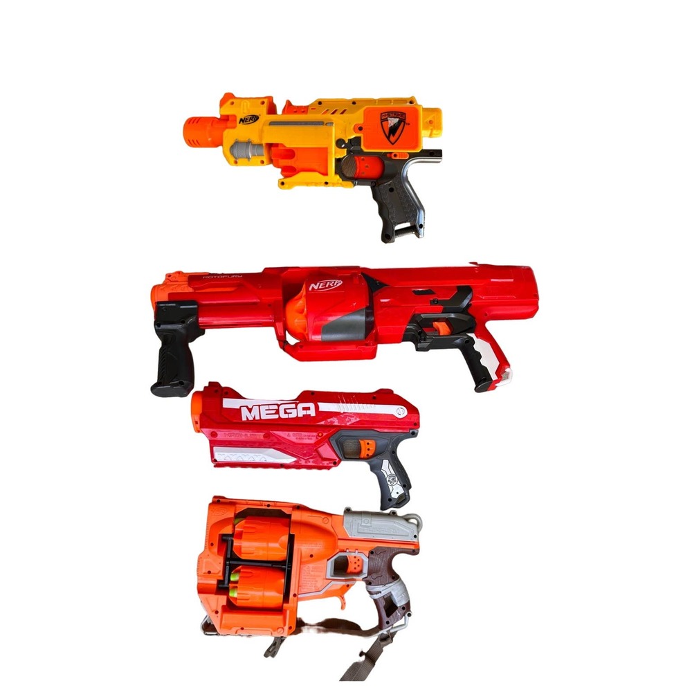4 NERF GUNS: Nerf N-Strike RV-10, Mega Magnus, Mega Rotofury, Zombie Strike